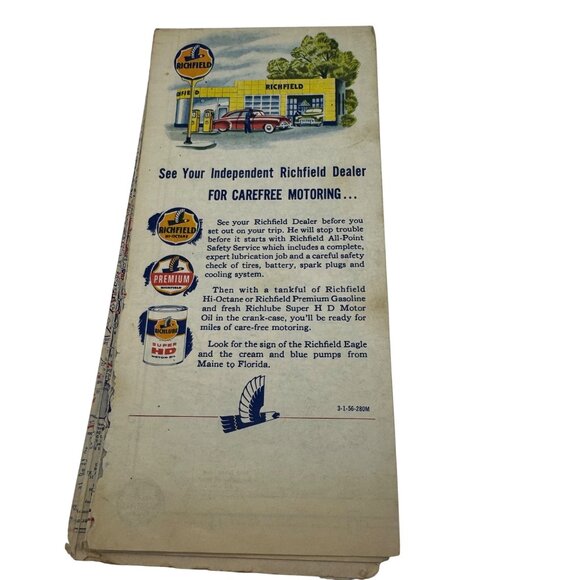 Vintage 1940s Richfield New York Road Map Automotive Gas Station Memorabilia - Picture 2 of 5